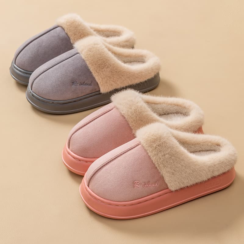 Cosy Warm Fluffy Slippers - Khaki 4
